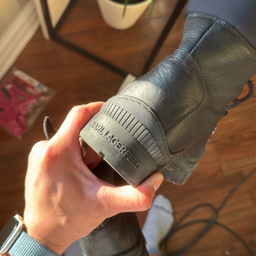 Black KARL LAGERFELD brand leather boots size 10